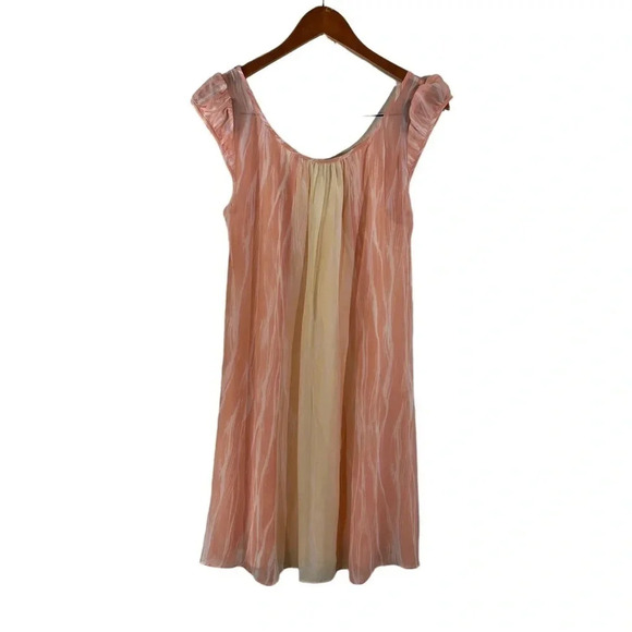 White + Warren NWT Silk Dress Neiman Marcus Lightweight Orange Yellow Stripes - Picture 1 of 6